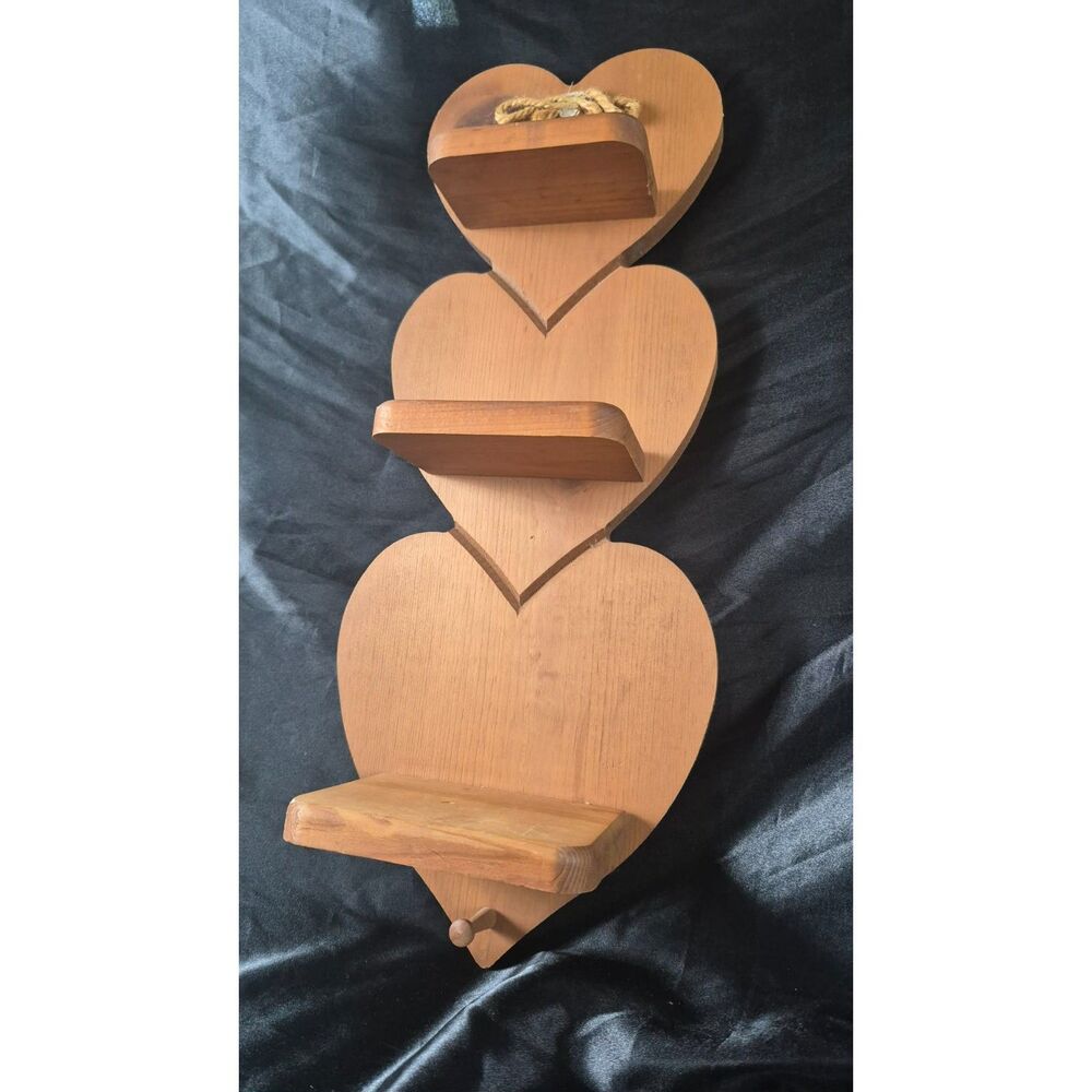 Vintage Granny Core Heart Shaped Shelf with Knob 90s Cottage Core
